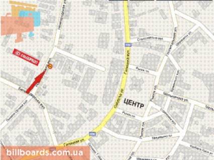 Билборд B в Ивано-Франковске вул. Новгородська, 10 (на стіні) схема